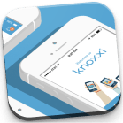 An isometric view of a phone running the Knoxxi app